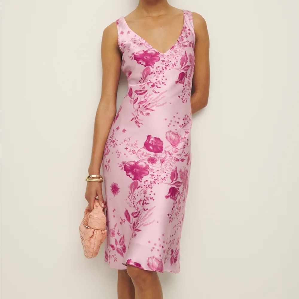 Reformation Pink Floral Midi Dress